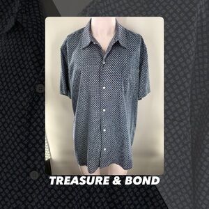 EUC Treasure & Bond Geometric Print Camp Shirt